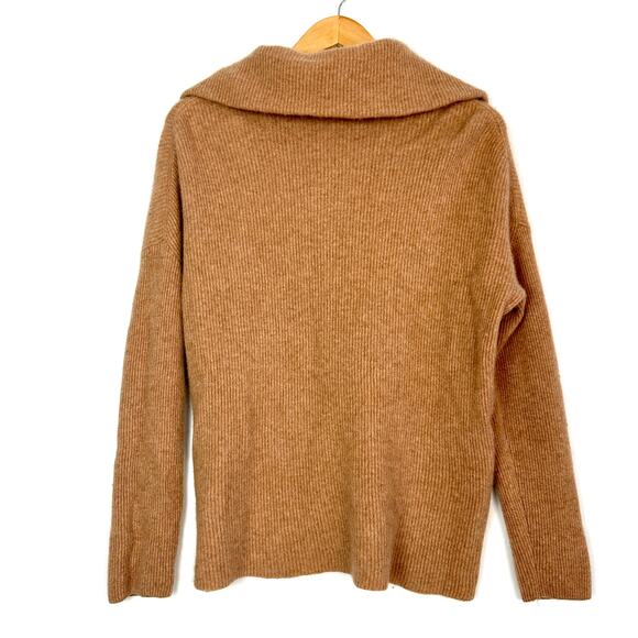 Rachel Zoe 100% 2-Ply Cashmere Quarter Zip Ribbed Sweater Size Large - Picture 3 of 8